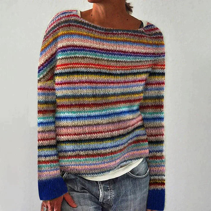 Stilla | Sarah  I Elegant Stribet Langærmet Sweater