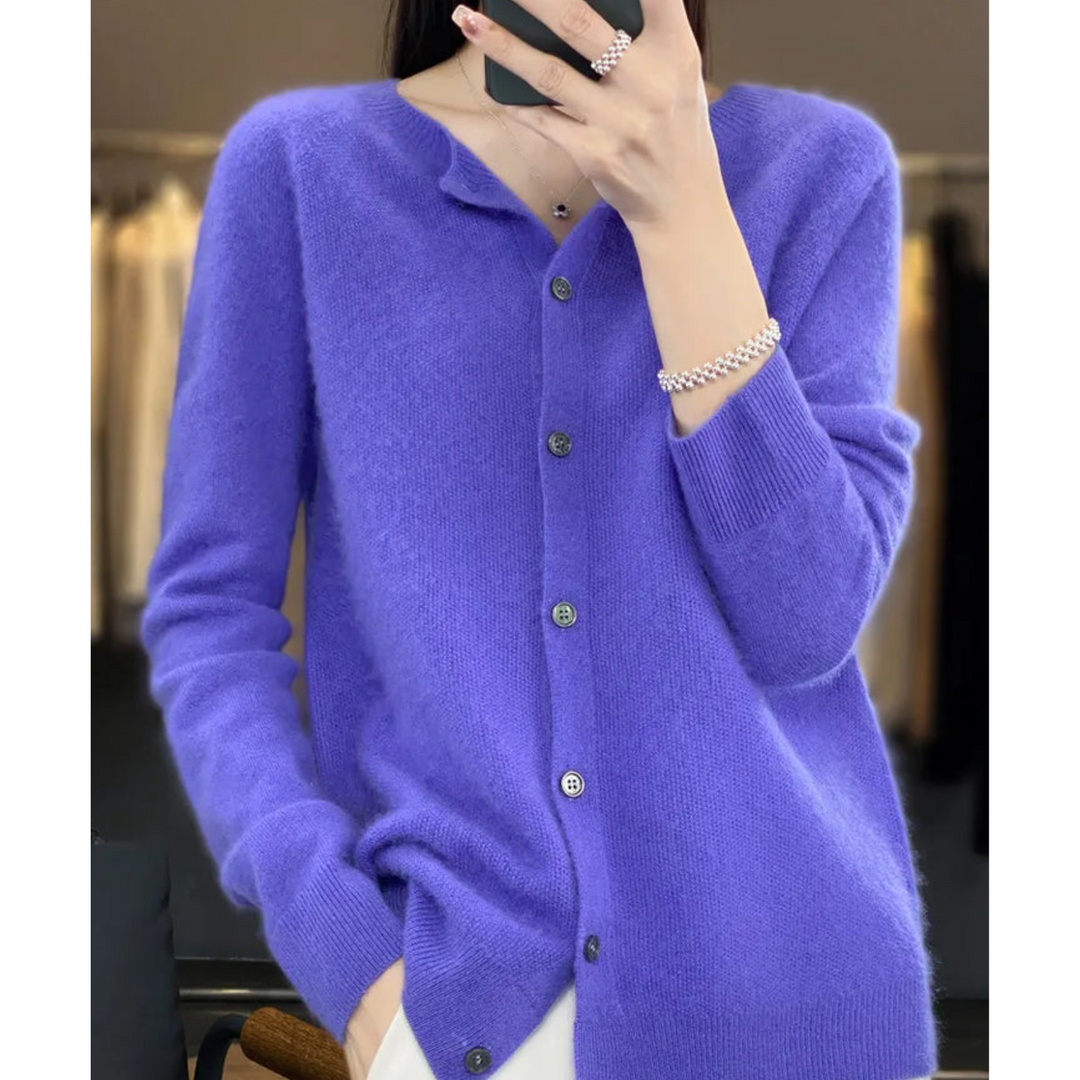 Stilla | Kvinders merinould cardigan O-hals