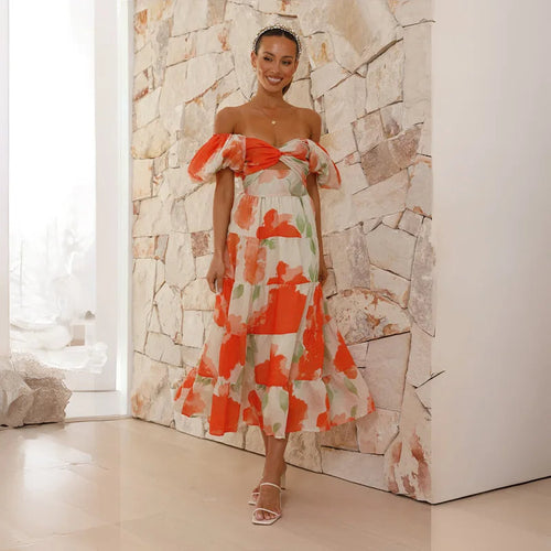 Stilla | Elegant Langt Kjole Med Stilfuldt Blomsterprint