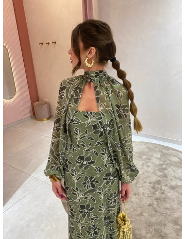 Stilla | Elegant Off the Shoulder Maxikjole Med Lange Ærmer, Der Hænger Over Skuldrene for Et Elegant Look