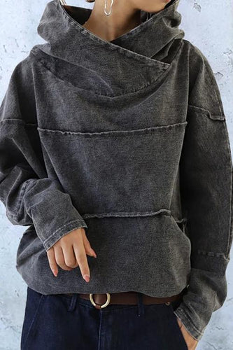Stilla | Vintage Stil Dame Hoodie Med Lange Ærmer Og Ståkrave