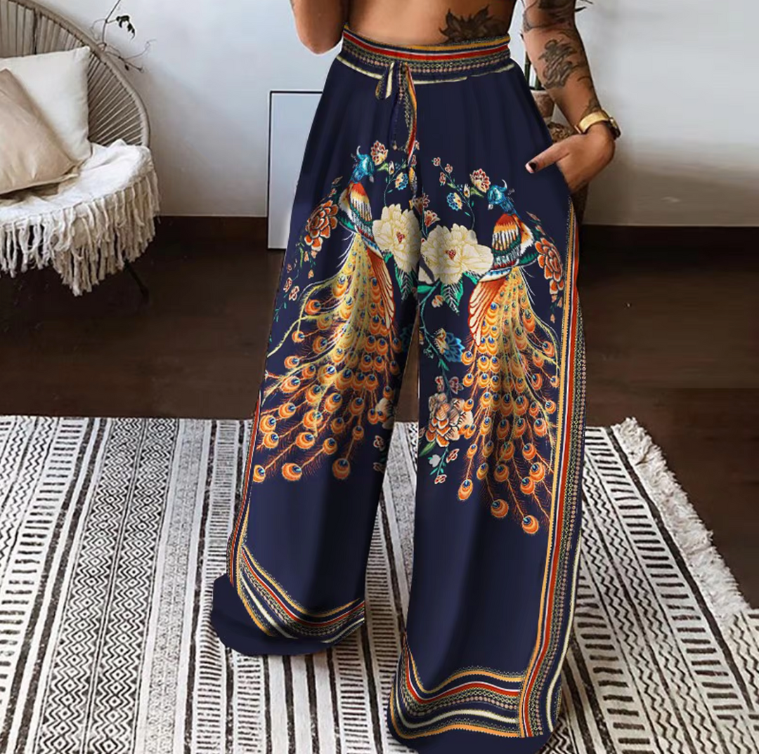 Stilla | Høj taljeret buks med Boho tryk