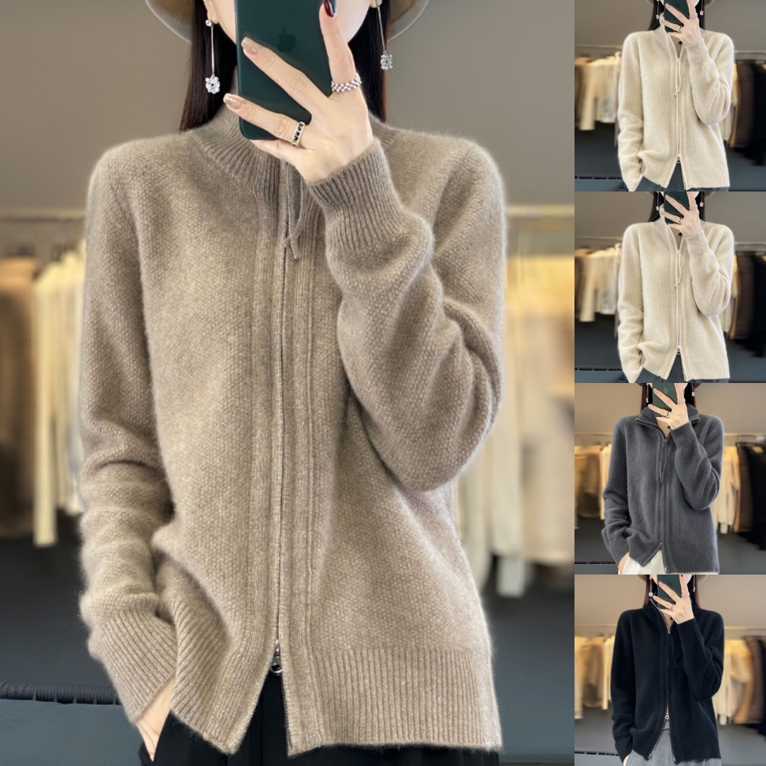 Stilla | Strikjakke med Lynlås - Elegant Casual Stil til Hverdag Og Kontor