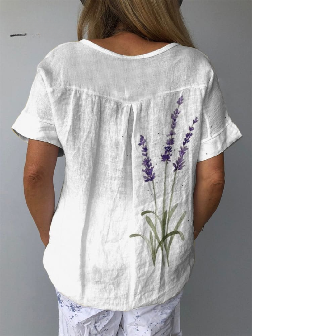 Stilla | Akvarel Lavendel Blomster Trykt Fritidsskjorte