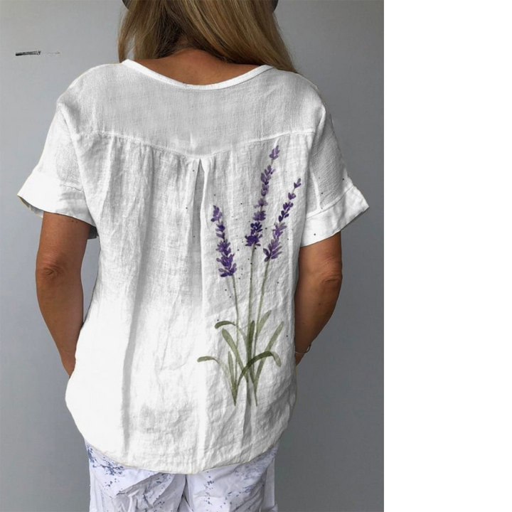 Stilla | Akvarel Lavendel Blomster Trykt Fritidsskjorte