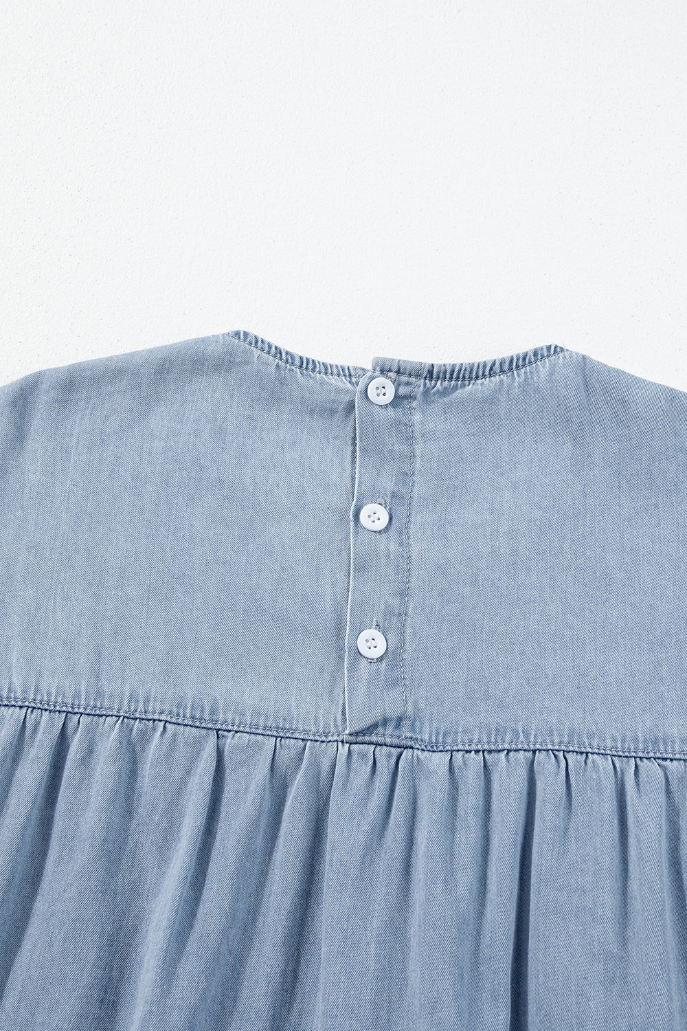Stilla | Rund Hals Kapærmet Denim Kjole