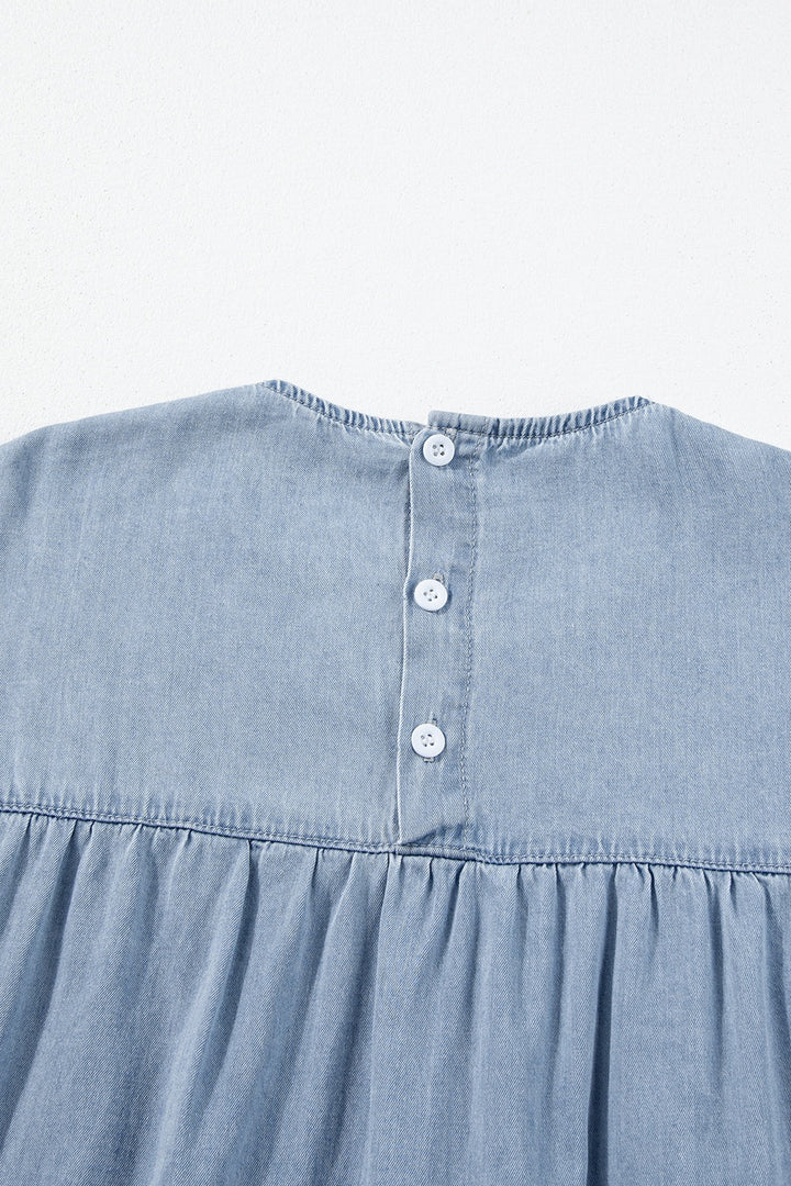 Stilla | Rund Hals Kapærmet Denim Kjole