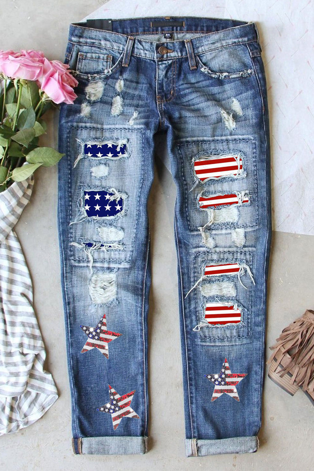 Stilla | Flag Mid-Rise Talje Lige Jeans