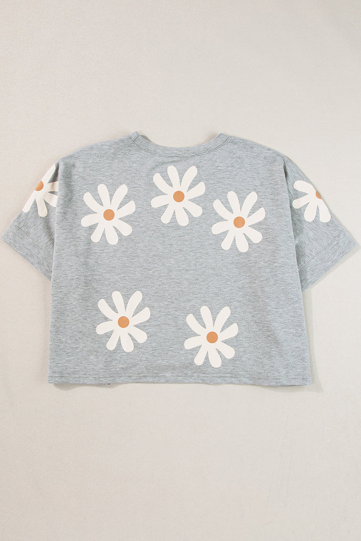 Stilla | Kortærmet Casual T-shirt Med Blomstertryk Til Kvinder