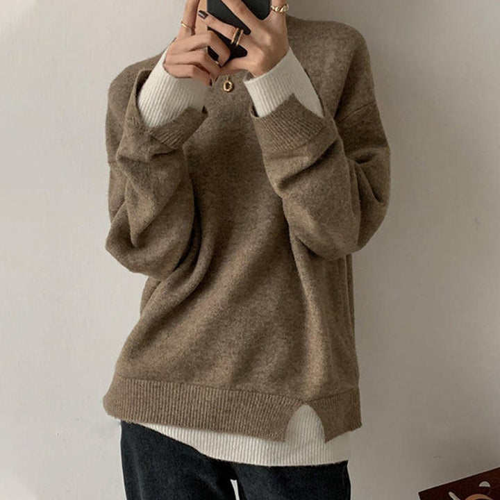Stilla | Pullover med lange ærmer i blokfarve beige