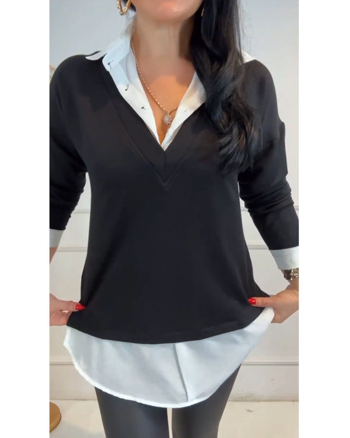 Stilla | Sort og Hvid Patchwork Revers
