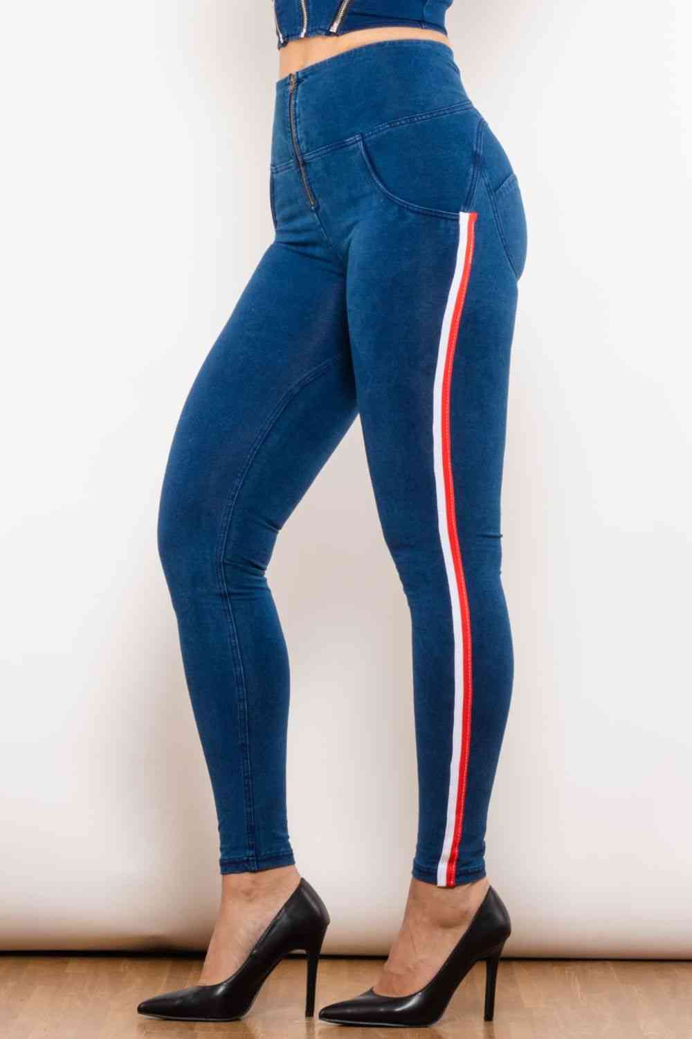 Stilla | Stripe Lynlås Lukning Skinny Jeans
