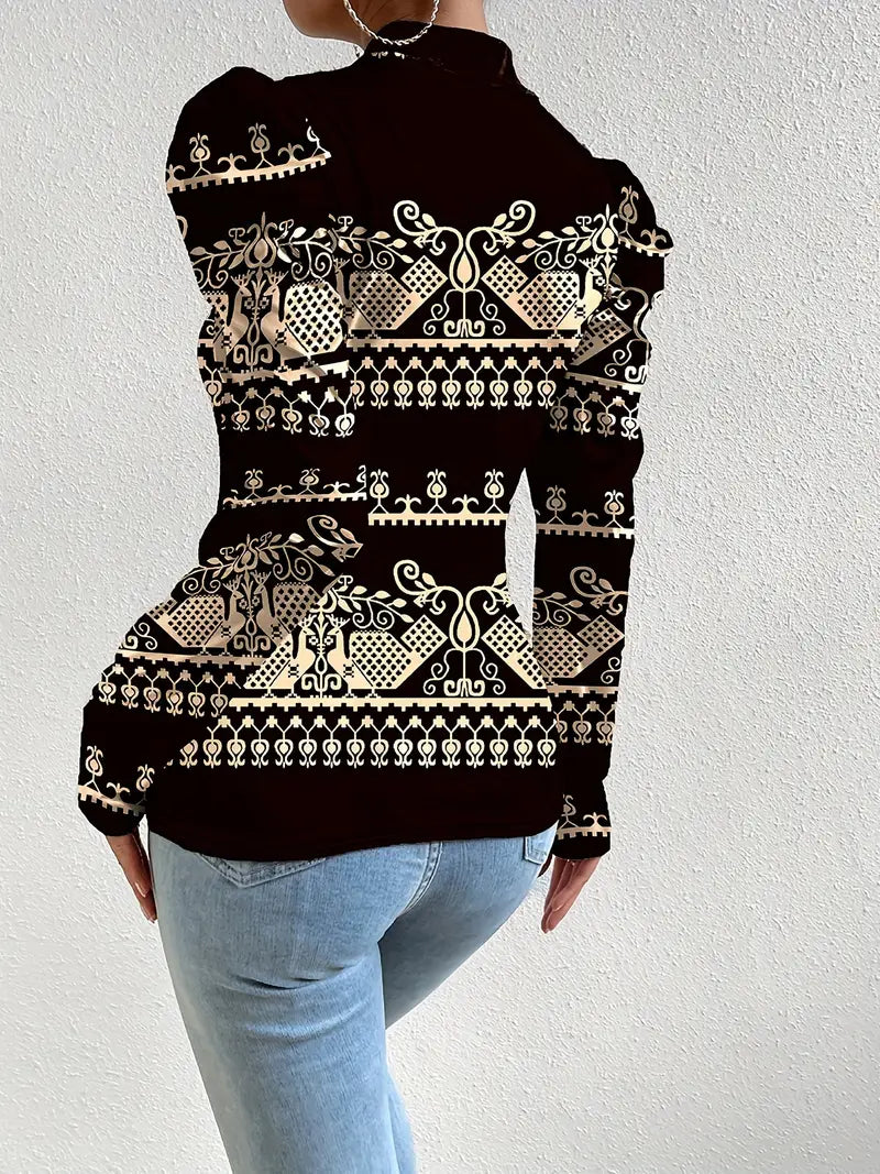 Stilla | Satinbluse med puffærmer