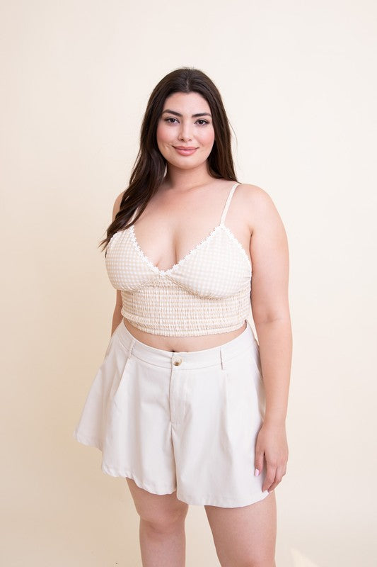 Stilla | Size Gingham Smocked Bralette