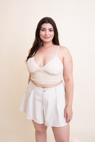 Stilla | Size Gingham Smocked Bralette
