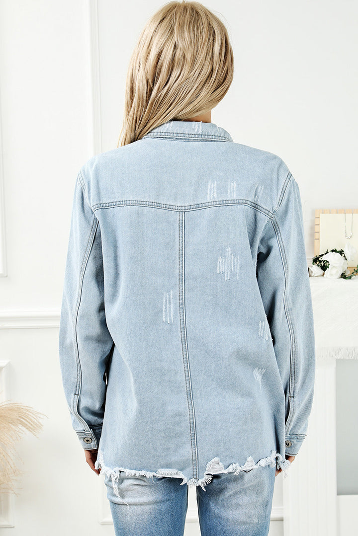 Stilla | Knap Op Frayed Hem Denim Jakke