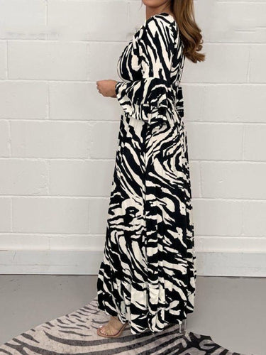 Stilla | Prinetet Flounce Sleeve Maxi Kjole