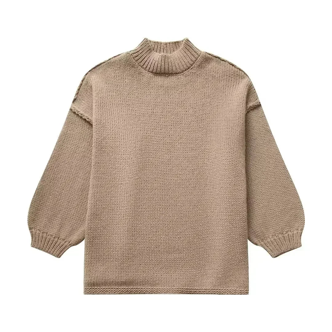 Stilla | Strikket rullekravepullover med voluminøse statement-ærmer