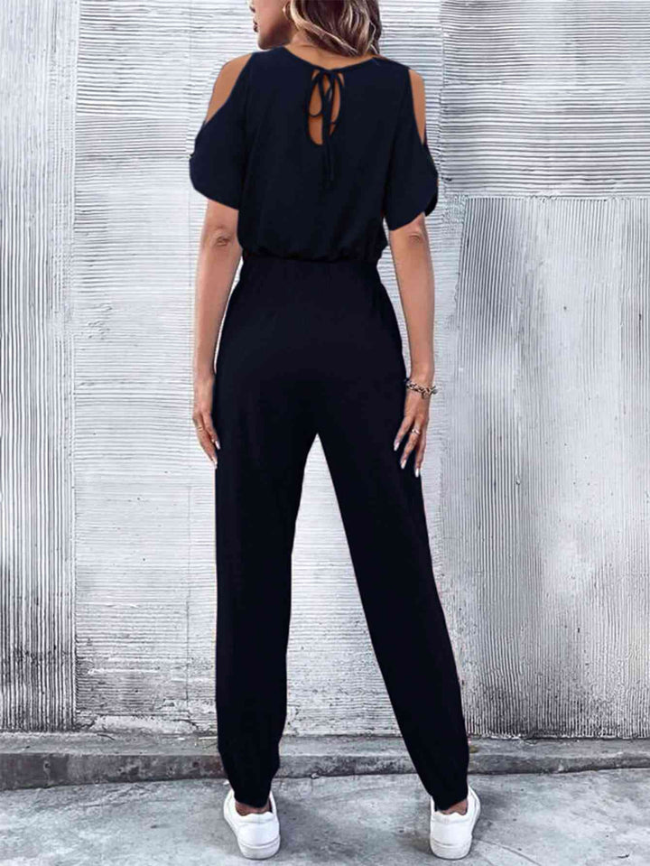 Stilla | Nakke Kold-skulder Jumpsuit Med Lommer