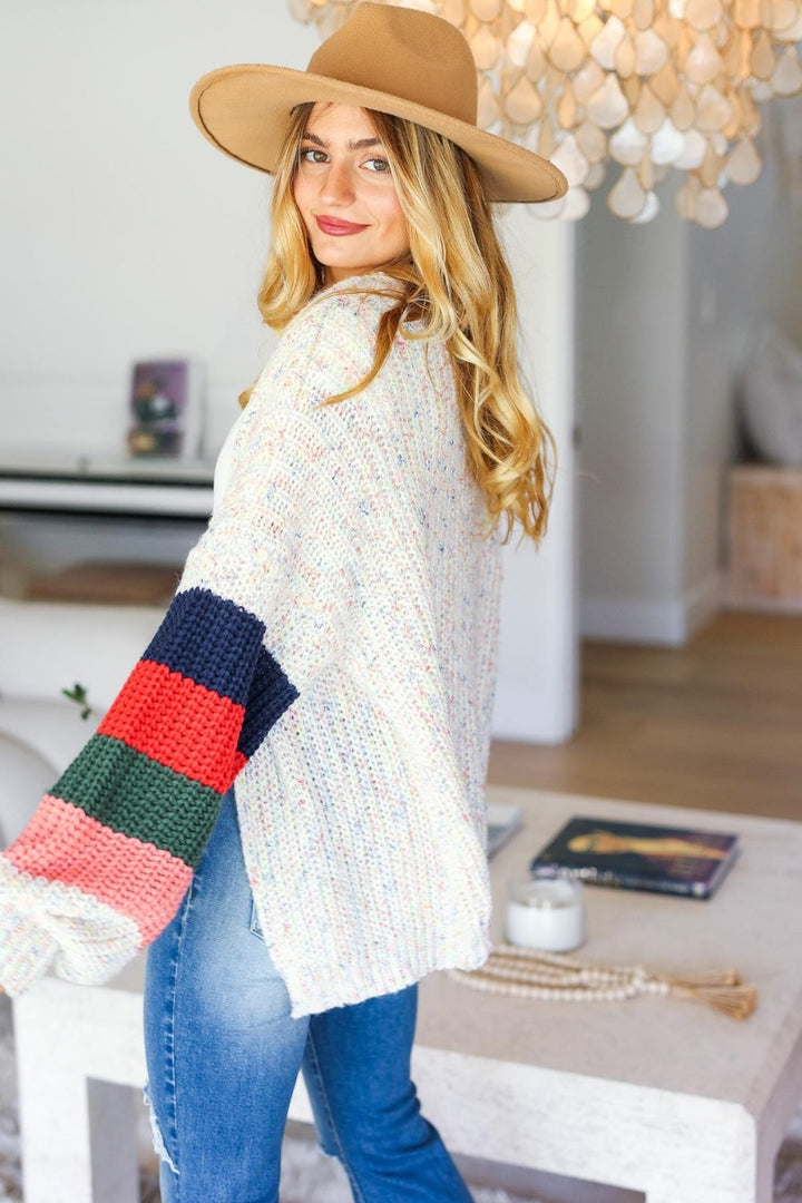 Stilla | Full Size Farveblok Åben Front Cardigan