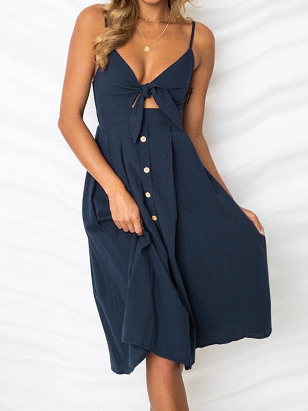 Stilla | Smocked Sweetheart Neck Cami Kjole
