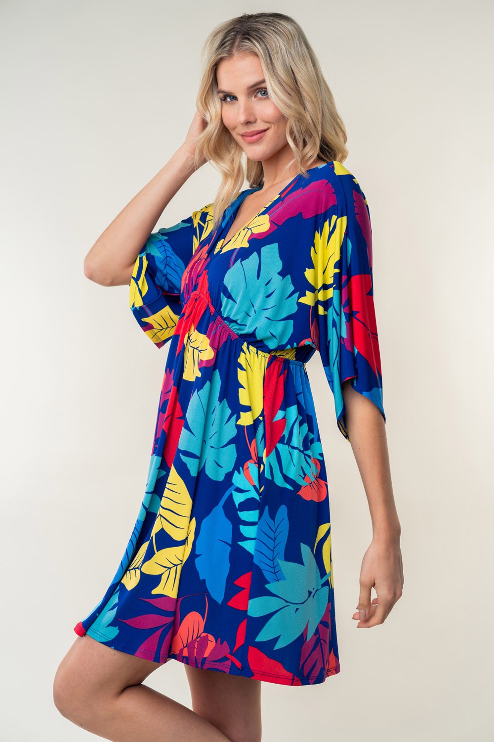 Stilla | Birch Full Size Printed V-hals Mini Kjole