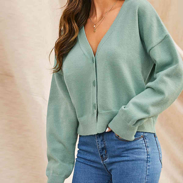 Stilla | Hals Knappe Op Lang Ærme Cardigan