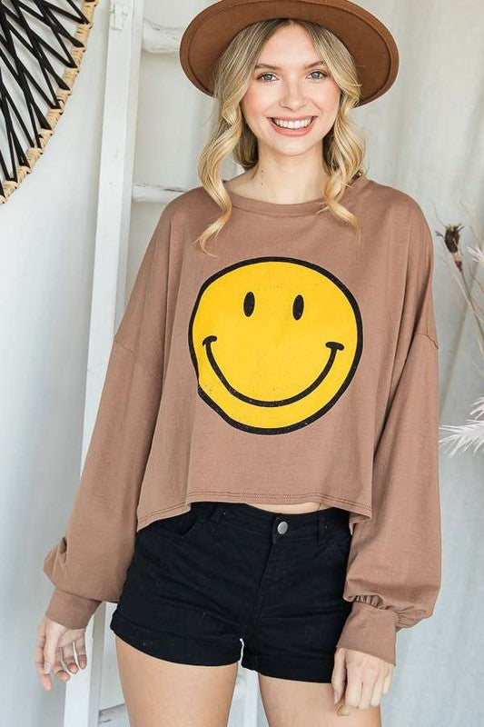 Stilla | Ansigt Langærmet Crop Top