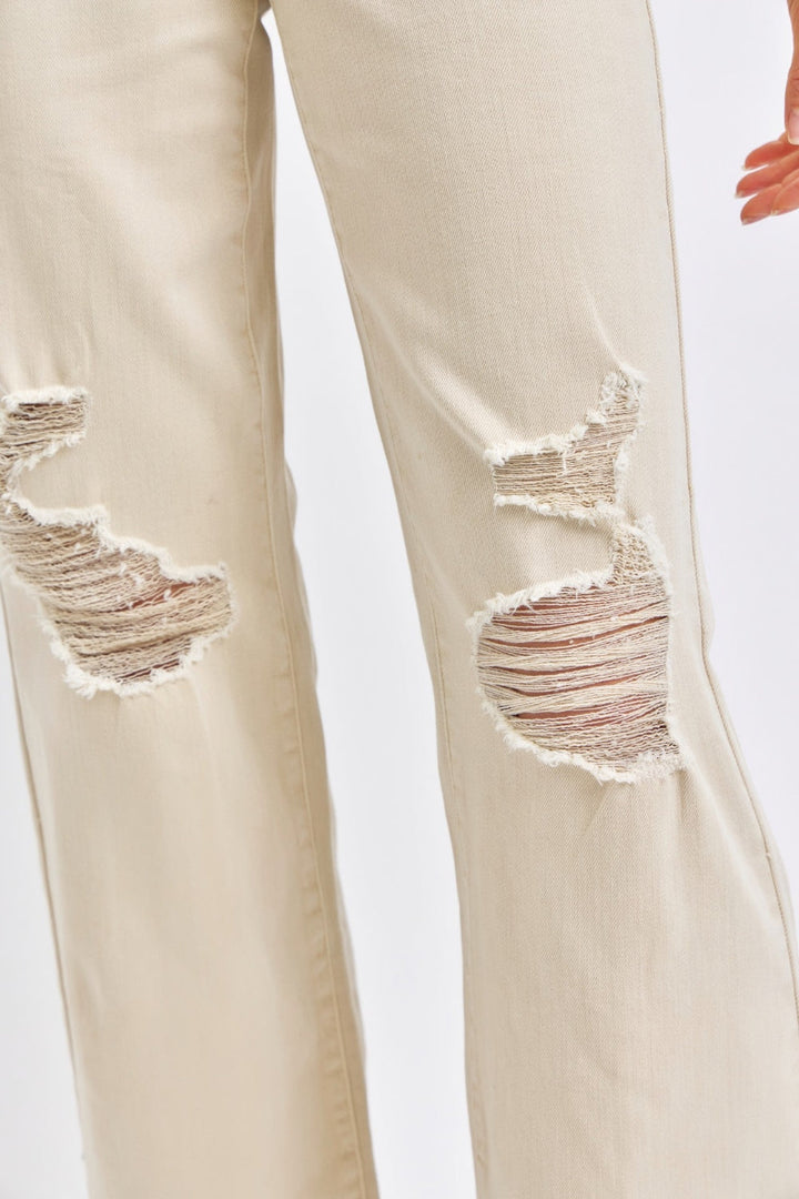 Stilla | Blå Fuld Størrelse Høj Talje Distorted Bred Ben Jeans