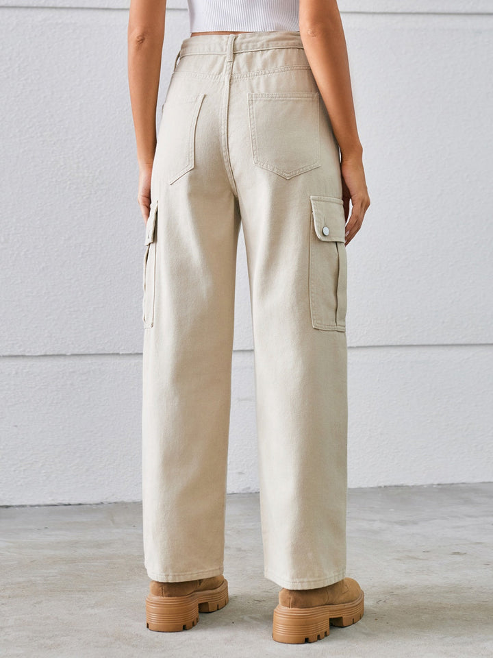 Stilla | Mellem-Høj Talje Lige Cargo Jeans