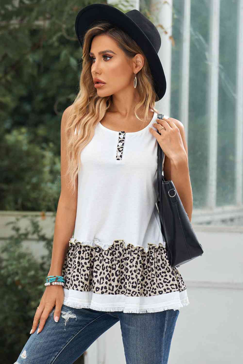 Stilla | Farveblok Frill Trim Tank Top