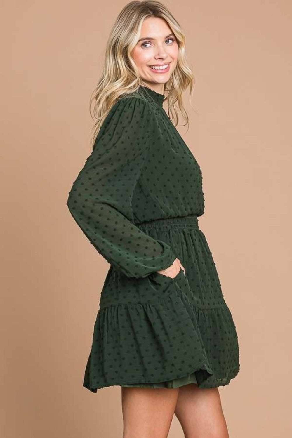 Stilla | Code Swiss Dot Smock Neck Mini Kjole Med Lommer