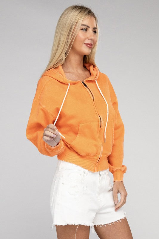 Stilla | Sweatjakke Med Lynlås I Acid Wash Fleece