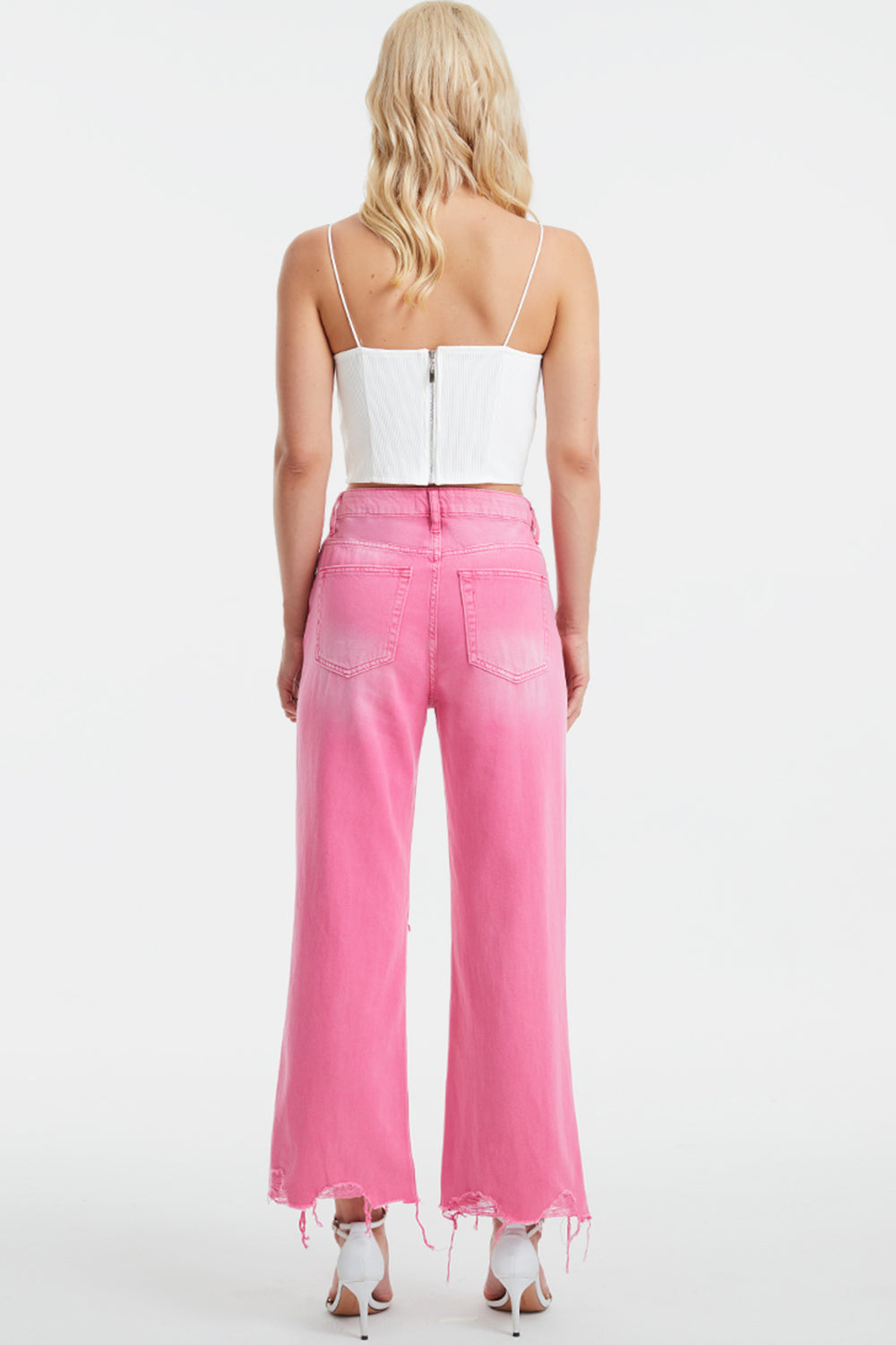 Stilla | Full Size Høj Talje Distressed Raw Hem Jeans