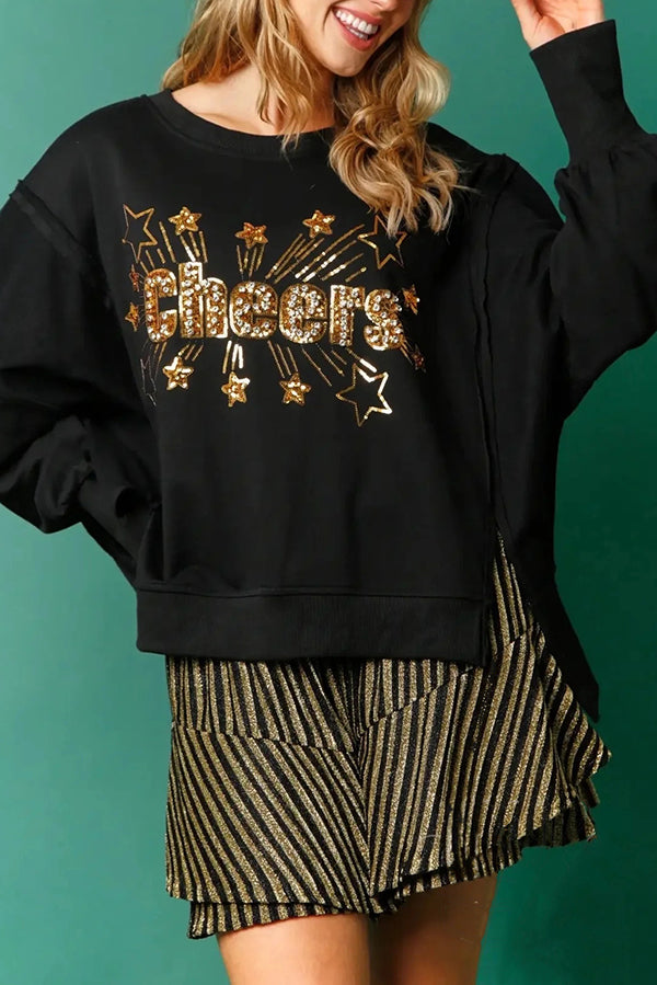 Stilla | Jule-pailletter-afslappet rundhals langærmet sweatshirt