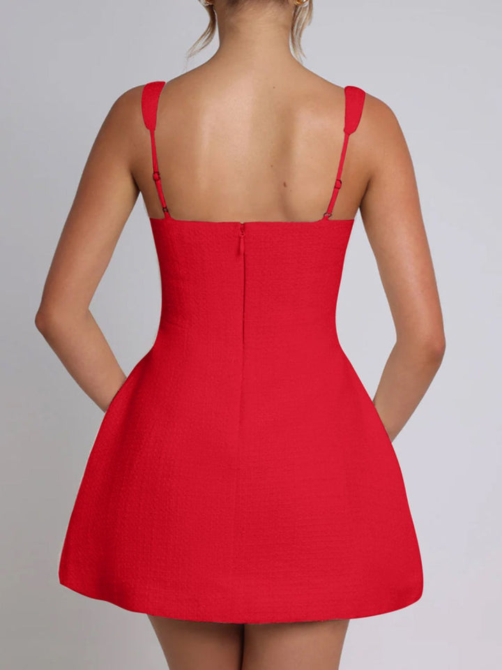 Stilla | Square Neck Wide Strap Mini Dress
