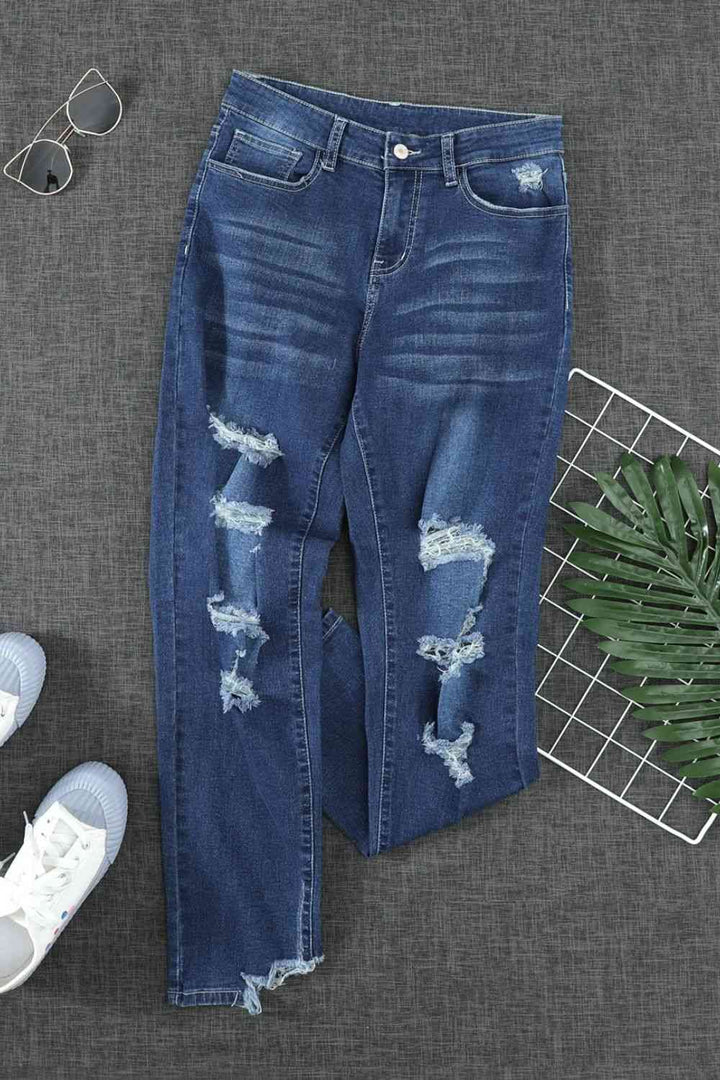 Stilla | Høj Talje Distressed Hem Detail Jeans