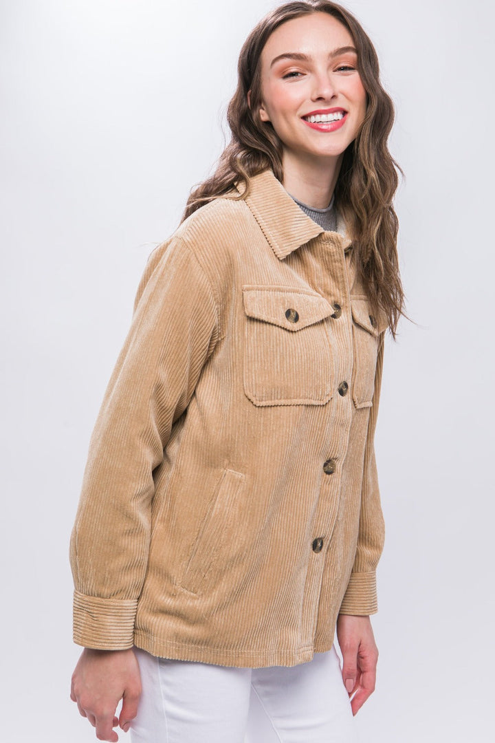 Stilla | Corduroy Jakke Love Tree Med Knapper og Sherpa Indvendig For