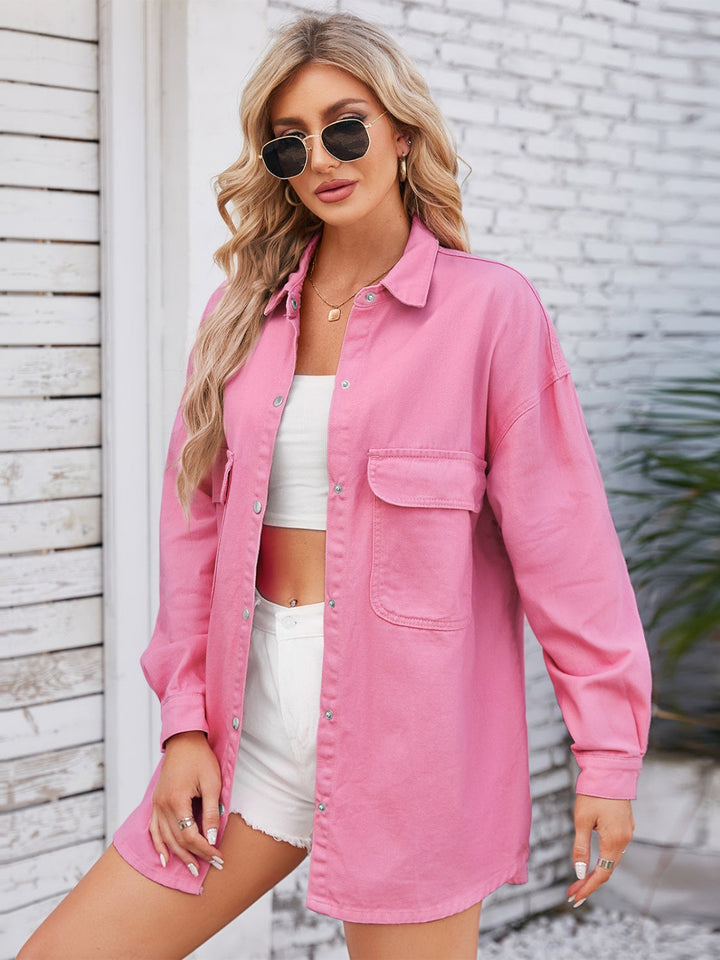 Stilla | Snap Down Dropped Shoulder Denim Shacket