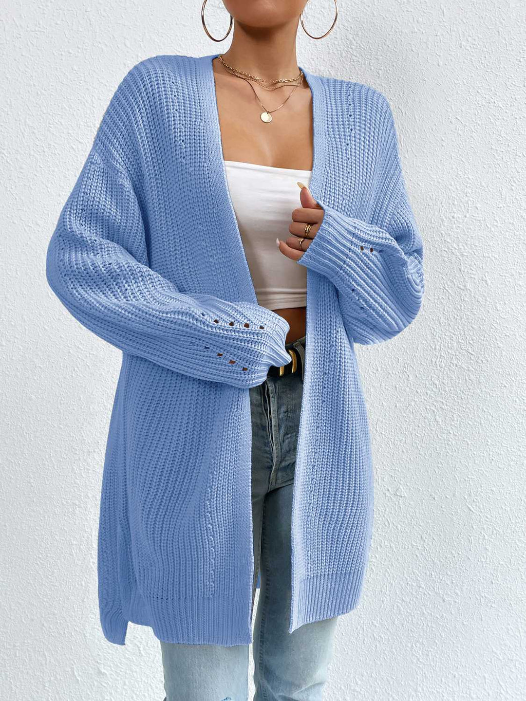 Stilla | Front Dropped Shoulder Slit Cardigan