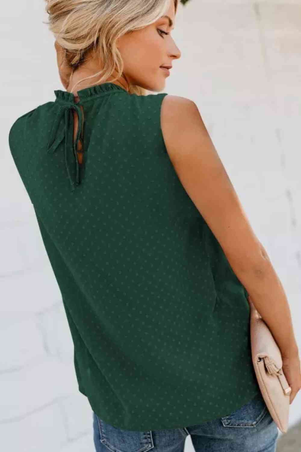 Stilla | Smocked Tie Back Frill Trim Tank