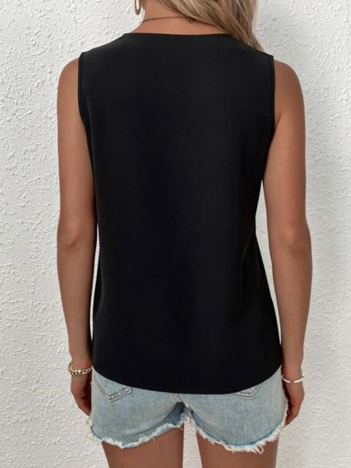 Stilla | Plus Size Blonde Detalje V-Hals Tank