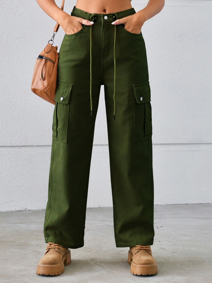Stilla | Mellem-Høj Talje Lige Cargo Jeans