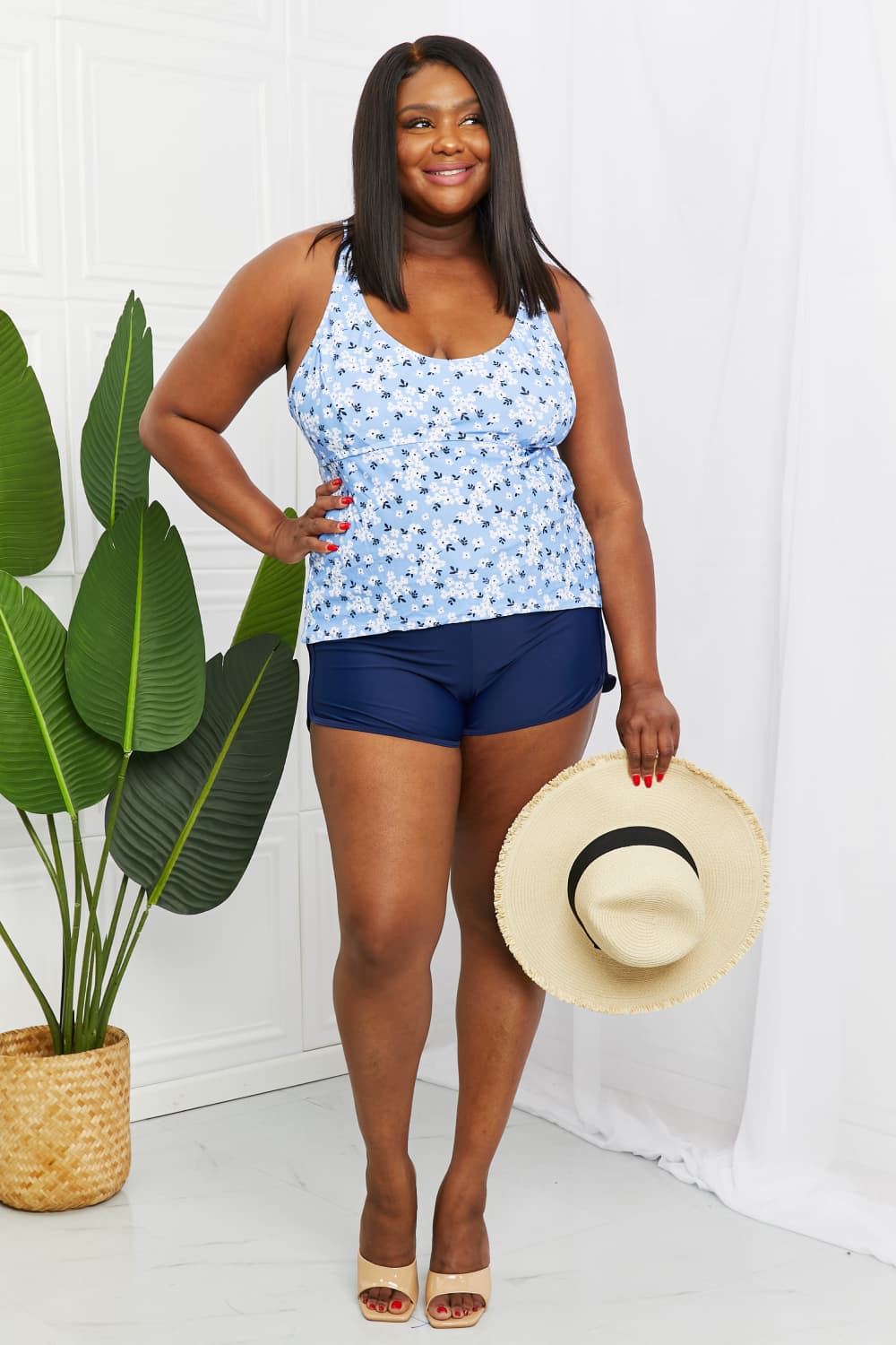 Stilla | West Swim by the Shore Full Size To-piece Badedragt I Blossom Navy