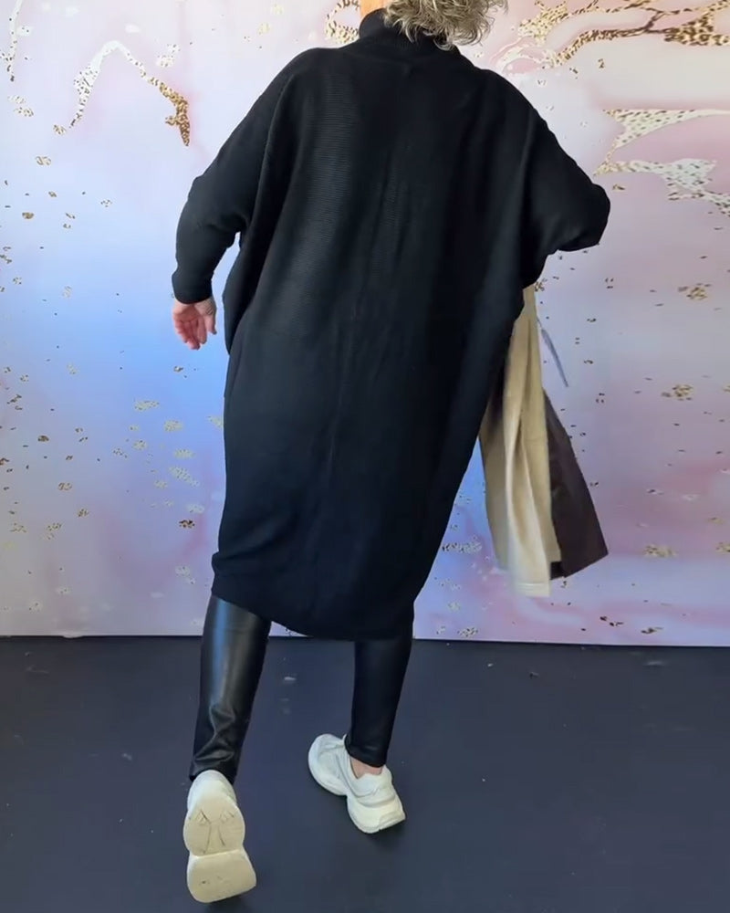 Stilla | Afslappet Ensfarvet Pullover med Høj Krave og Lange Ærmer
