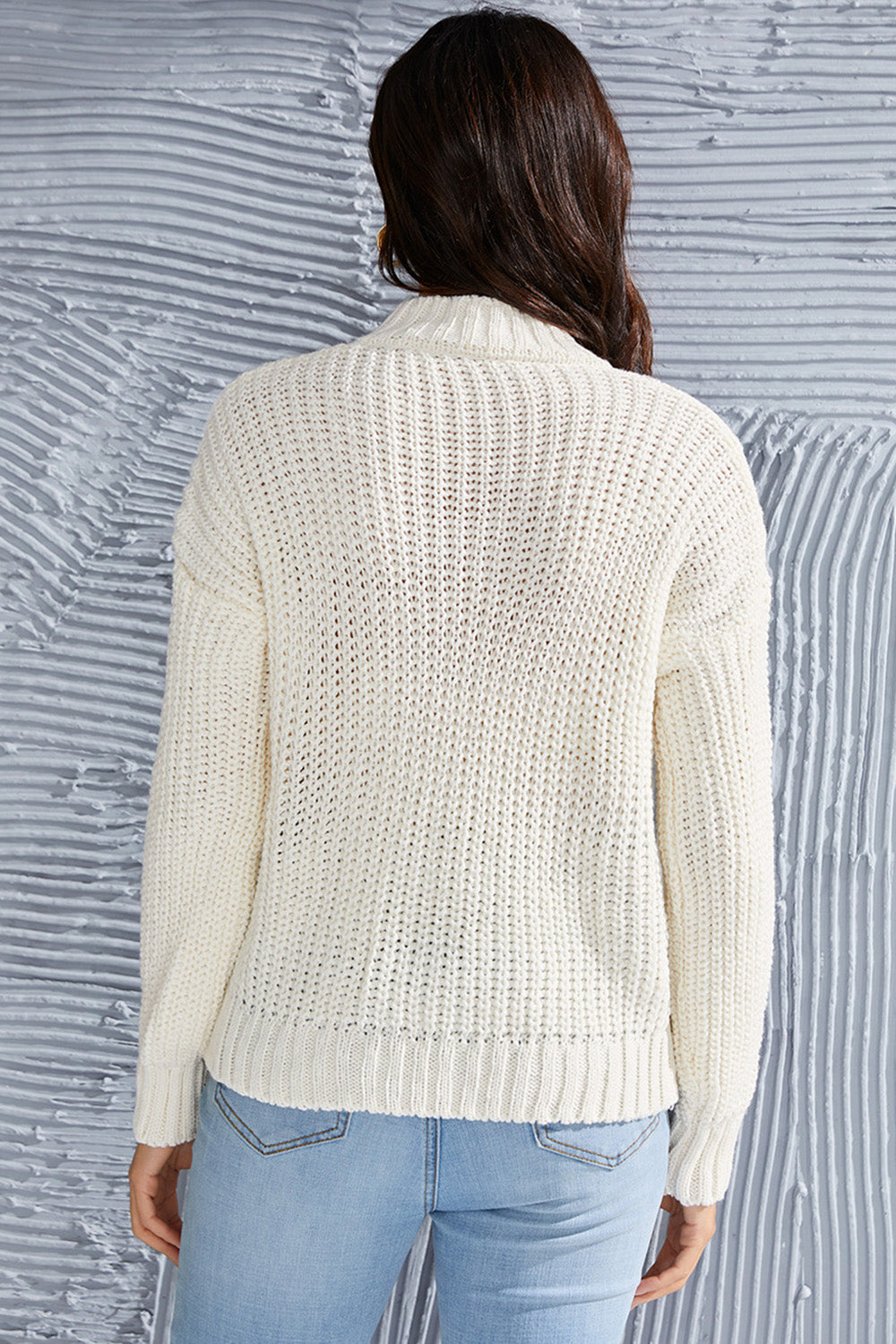 Stilla | Kabelstrikket Mock Neck Langærmet Trøje