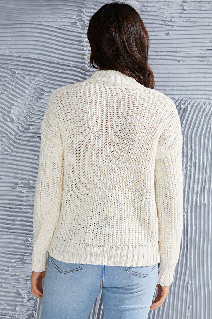 Stilla | Kabelstrikket Mock Neck Langærmet Trøje