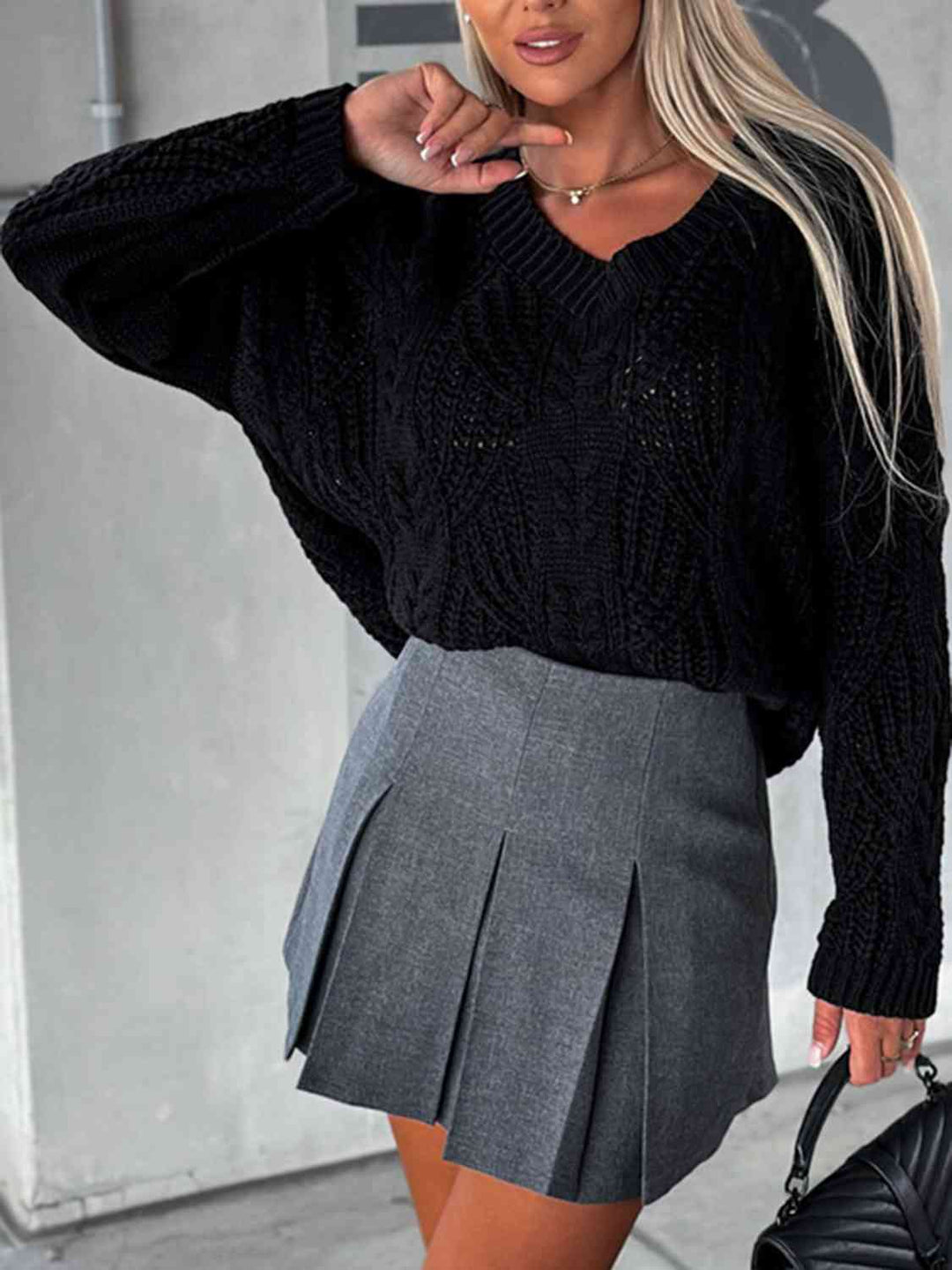 Stilla | Hals Cable-strikket Langærmet Sweater