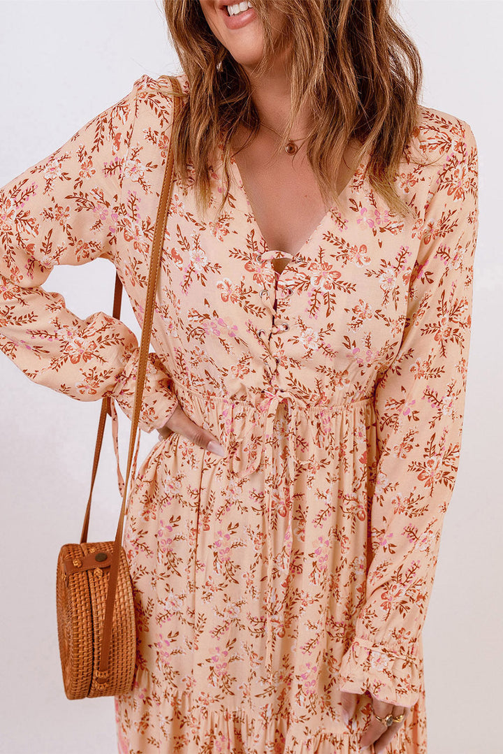 Stilla | Lace-Up Langærmet Maxi Kjole