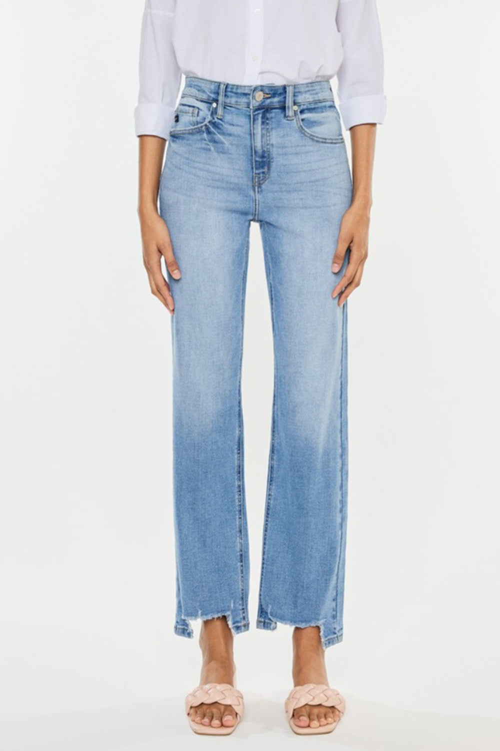 Stilla | Høj Talje Rå Kant Lige Jeans